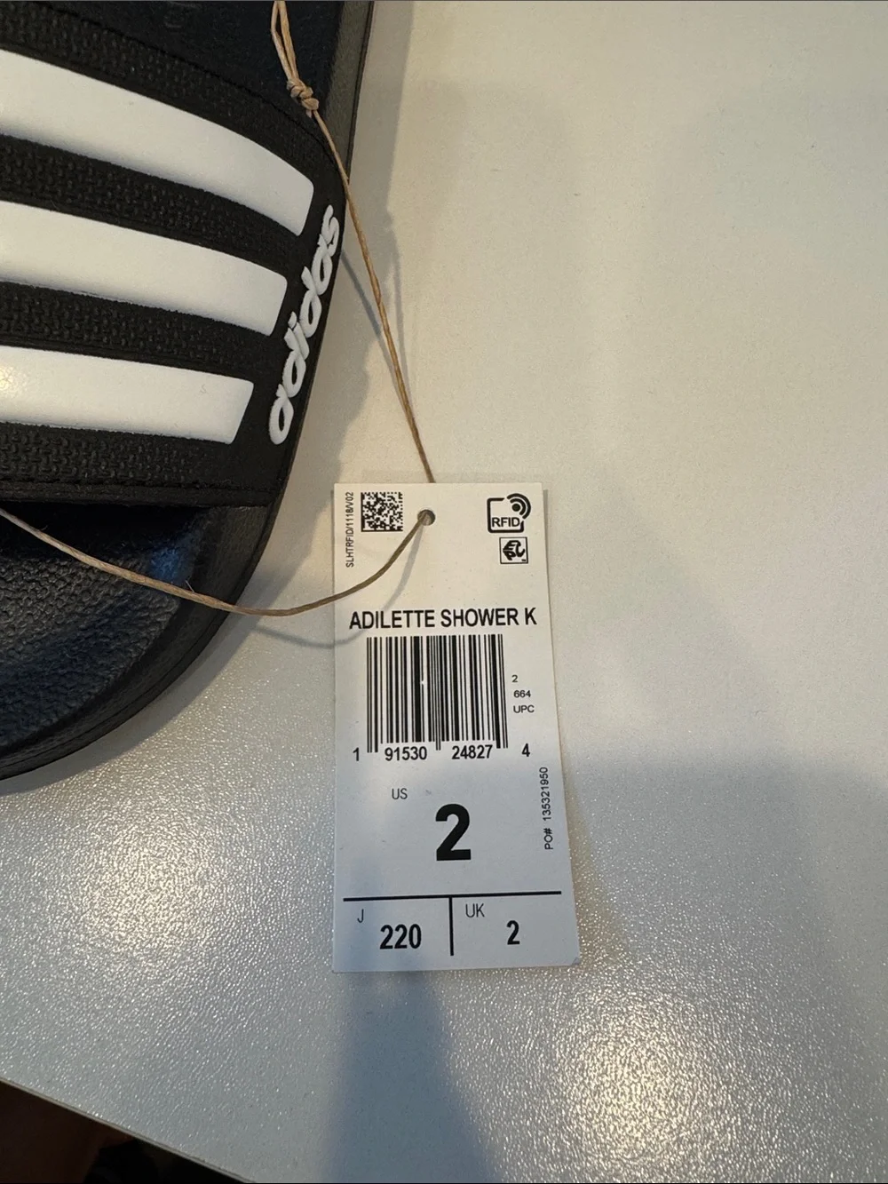 adidas Kids’ Black and White Slide Sandals with Three Stripes